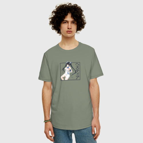 Мужская футболка хлопок Oversize с принтом Красотка Гестия, фото на моделе #1