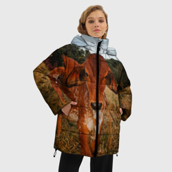 Женская зимняя куртка Oversize Коровка на поле - фото 2