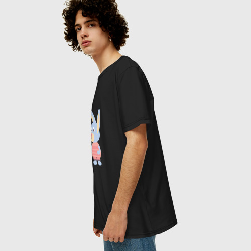 Мужская футболка хлопок Oversize с принтом Кролик с яблоком, вид сбоку #3
