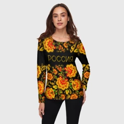 Женский лонгслив 3D Россия роспись хохлома - фото 2