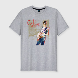 Мужская футболка хлопок Slim Девушка с гитарой акварель