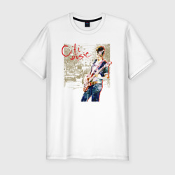 Мужская футболка хлопок Slim Девушка с гитарой акварель