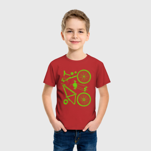 Детская футболка хлопок с принтом Детали велосипеда, фото на моделе #1
