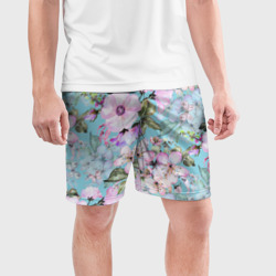 Мужские шорты спортивные Яблоня в цвету акварель - фото 2