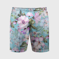 Мужские шорты спортивные Яблоня в цвету акварель