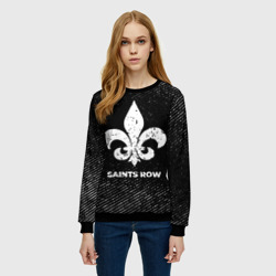 Женский свитшот 3D Saints Row с потертостями на темном фоне - фото 2