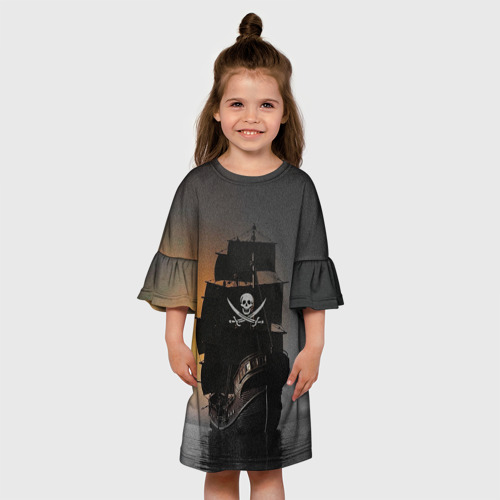 Детское платье 3D с принтом Пиратский фрегат, вид сбоку #3