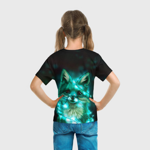 Детская футболка 3D Неоновый лис, цвет 3D печать - фото 6