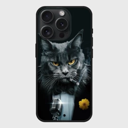 Чехол силиконовый для Apple iPhone 15 Pro матовый Мейн-кун в смокинге и с сигарой