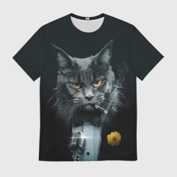 Мужская футболка 3D Мейн-кун в смокинге и с сигарой