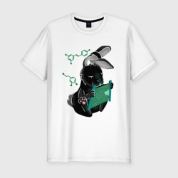 Мужская футболка хлопок Slim Умный черный кролик