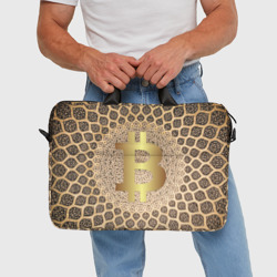 Сумка с принтом Золотой биткоин для любого человека, вид спереди №3. Цвет основы: белый