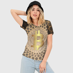 Женская футболка 3D Slim Золотой биткоин - фото 2