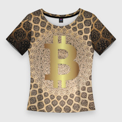 Женская футболка 3D Slim Золотой биткоин