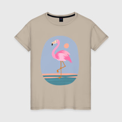 Женская футболка хлопок Фламинго розовый и красивый