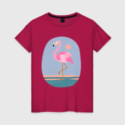 Женская футболка хлопок Фламинго розовый и красивый