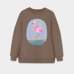 Женский свитшот oversize без начеса хлопок Фламинго розовый и красивый