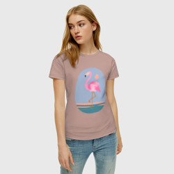 Женская футболка хлопок Фламинго розовый и красивый - фото 2