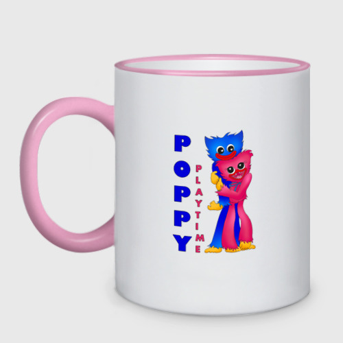 Кружка двухцветная Хагги Вагги из любимой игры Poppy Playtime, цвет Кант розовый