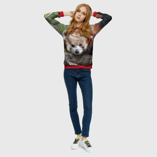 Женский свитшот 3D с принтом Красная панда, вид сбоку #3