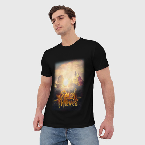 Мужская футболка 3D Sea of thieves корабль и остров, цвет 3D печать - фото 3