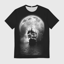 Мужская футболка 3D Корабль в ночи