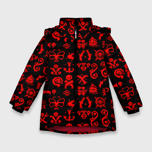 Зимняя куртка для девочек 3D Sea of thieves узор, цвет красный