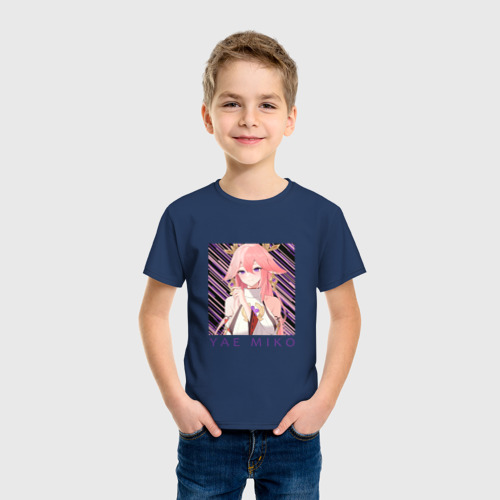 Детская футболка хлопок с принтом Яэ Мико Гудзи Великого храма Наруками, фото на моделе #1