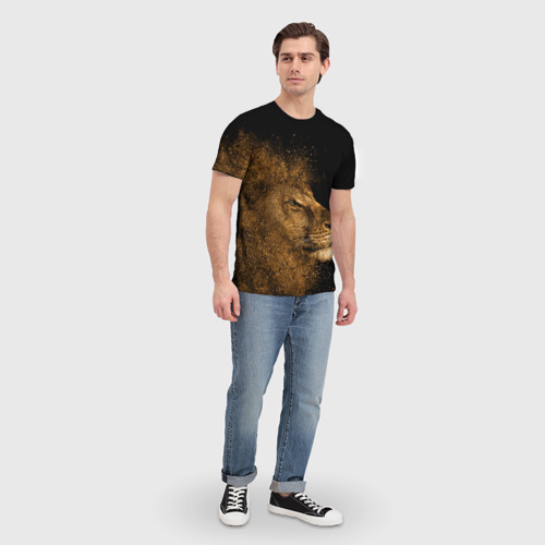 Мужская футболка 3D Золотой лев на черном фоне, цвет 3D печать - фото 5