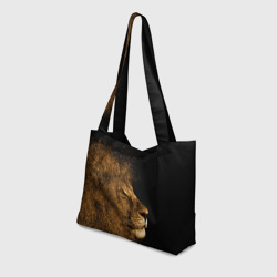 Пляжная сумка 3D Золотой лев на черном фоне - фото 2