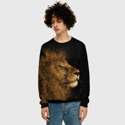 Мужской свитшот 3D Золотой лев на черном фоне - фото 2