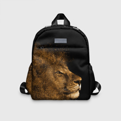 Детский рюкзак 3D Золотой лев на черном фоне