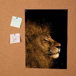 Постер Золотой лев на черном фоне - фото 2