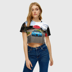 Женская футболка Crop-top 3D Bugatti - motorsport  гоночная трасса - фото 2