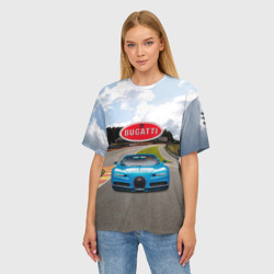 Женская футболка oversize 3D Bugatti - motorsport  гоночная трасса - фото 2