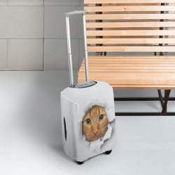 Чехол для чемодана 3D Рыжий кот разрывает пространство - фото 2