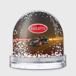 Игрушка Снежный шар Bugatti на ночной дороге