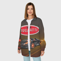 Женская рубашка oversize 3D Bugatti на ночной дороге - фото 2