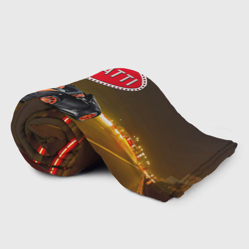 Плед 3D Bugatti на ночной дороге, цвет 3D (велсофт) - фото 2