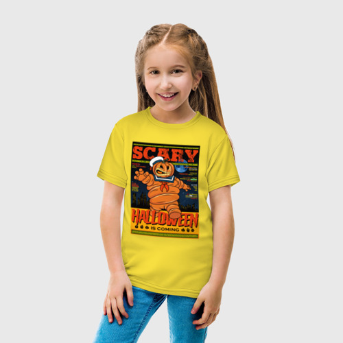 Детская футболка хлопок Нападение тыквы, цвет желтый - фото 5