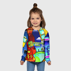 Детский лонгслив 3D Geometry Dash world - фото 2