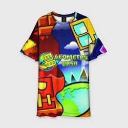 Детское платье 3D Geometry Dash world