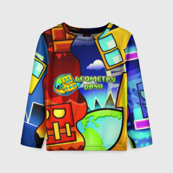 Детский лонгслив 3D Geometry Dash world