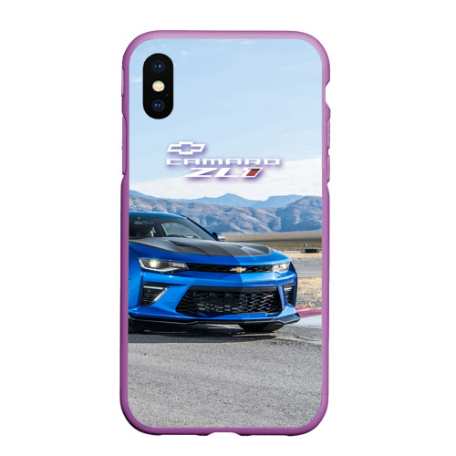 Чехол для iPhone XS Max матовый Chevrolet Camaro ZL 1 - Motorsport, цвет фиолетовый