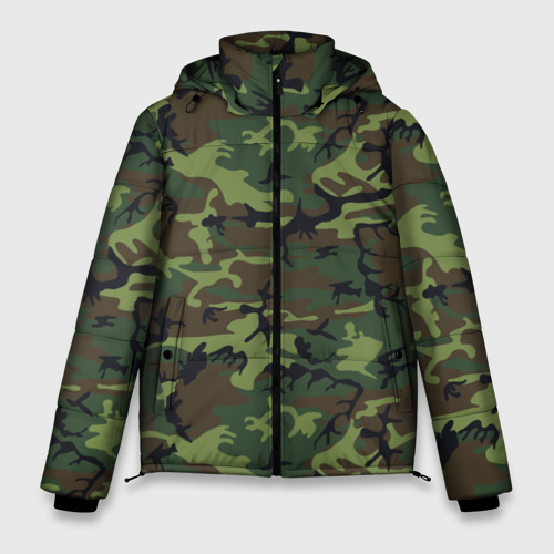 Мужская зимняя куртка 3D Камуфляж лес - мелкий, цвет черный