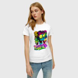 Женская футболка хлопок Граффити весёлые черепа party - фото 2