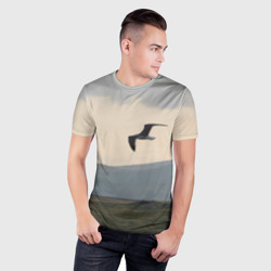 Мужская футболка 3D Slim Чайка над холмами - фото 2