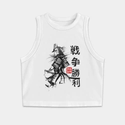 Женская укороченная майка-топ хлопок Самурай - победа иероглифами