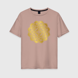 Женская футболка хлопок Oversize Золотая мандала - Удача