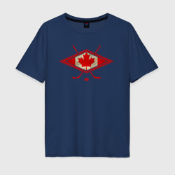 Мужская футболка хлопок Oversize Флаг Канады хоккей